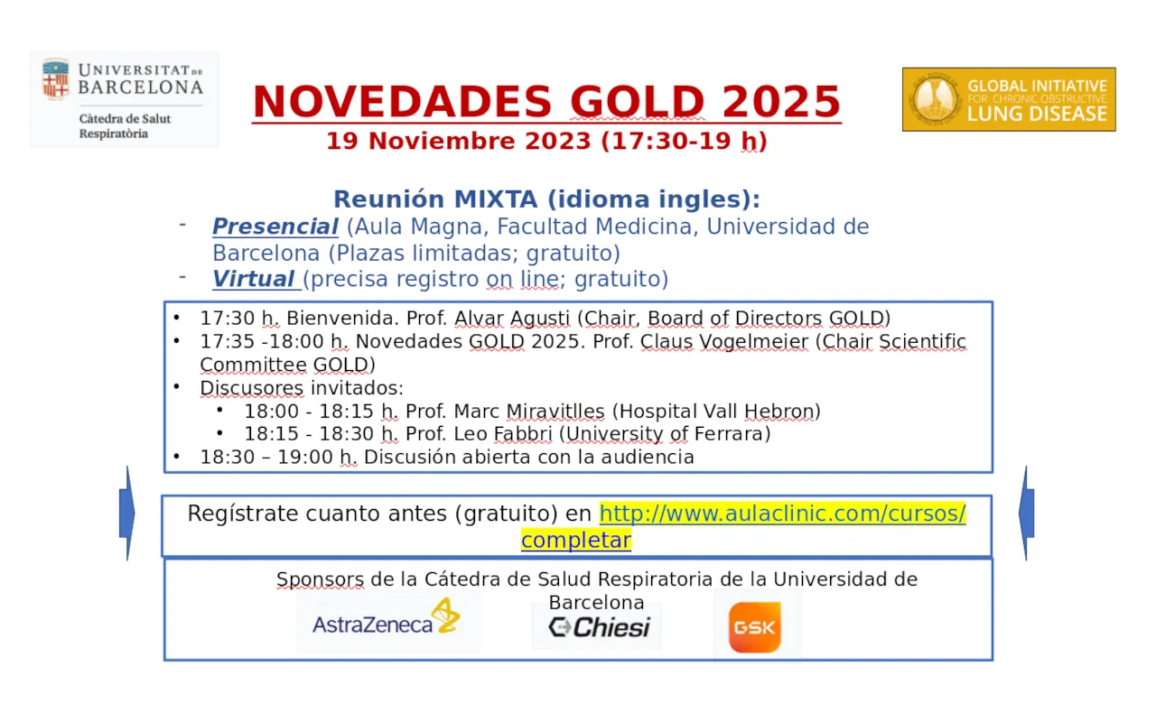 Novedades GOLD 2025 – 19 Noviembre 2024. 17:30-19h